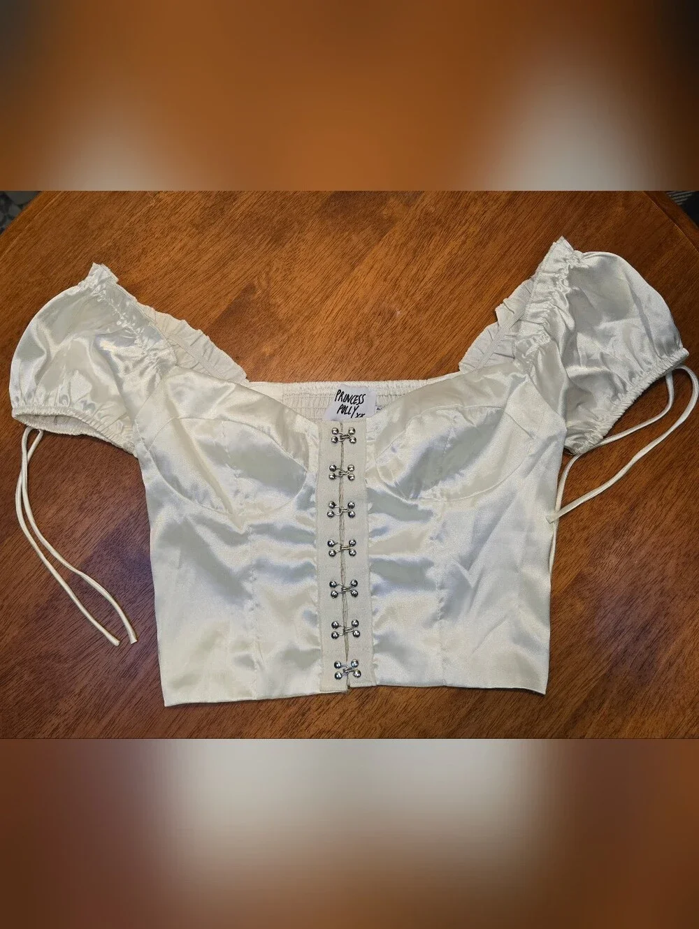 Princess Polly Satin Corset Crop Top Coquette Babydoll Fairy Milkmaid Boho 2 - Picture 3 of 7